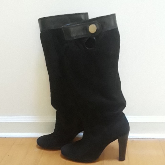 Michael Kors Black Leather and Suede Boots - Picture 1 of 7